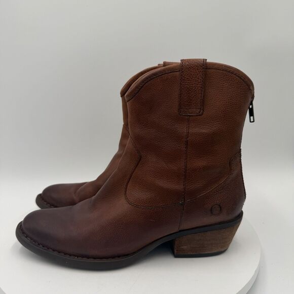 Born Shoes - Born Wynd Women's Brown Leather Western Ankle Cowgirl Boots Size 7M Boho Rodeo